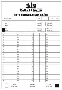 SATRANÇ NOTASYON DEFTERİ (50 yaprak)